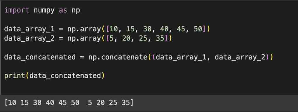Python NumPy Concatenate Arrays Example